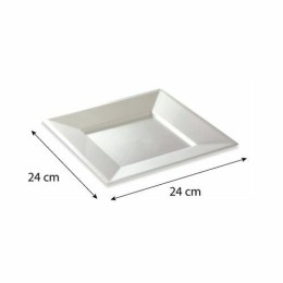 Assiette carrée réutilisable PS nacré 240 mm - par 12