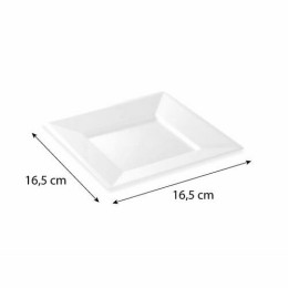 Assiette carrée réutilisable PS blanc 165 mm - par 12