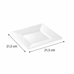 Assiette carrée réutilisable PS blanc 215 mm - par 12
