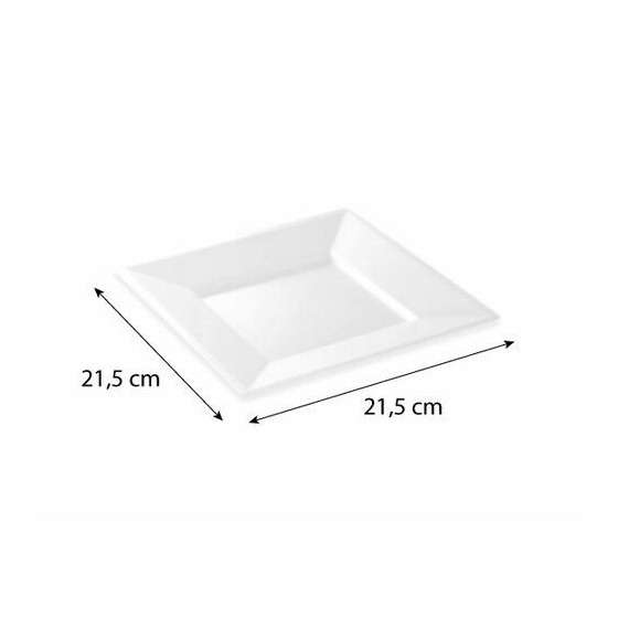 Assiette carrée réutilisable PS blanc 215 mm - par 12 Assiette carrée réutilisable PS blanc 215 mm - par 12