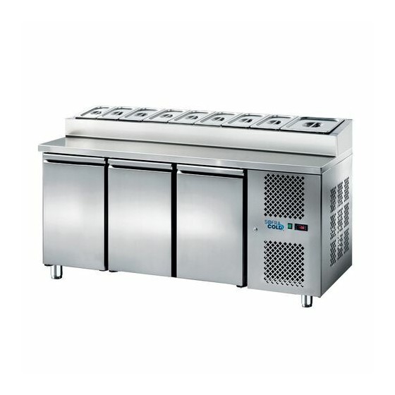 Saladette réfrigérée positive 3 portes 10 bacs GN 1/3 Saladette réfrigérée positive 3 portes 10 bacs GN 1/3