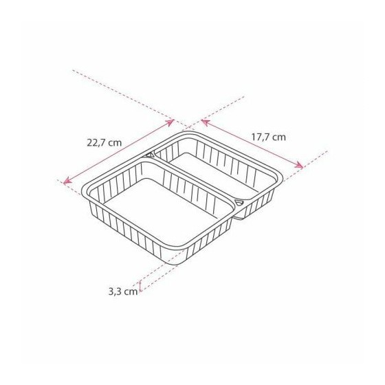Barquette scellable 2 compartiments MCL 1000 ml - par 450 Barquette scellable 2 compartiments MCL 1000 ml - par 450