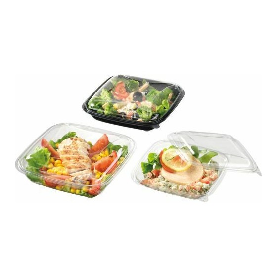 Boite à salade Crudipack 500 ml cristal avec couvercle - par 80 Boite à salade Crudipack 500 ml cristal avec couvercle - par 80