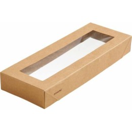 Couvercle barquette viking kraft brun biodégradable 22,5 x 8,5 x 3 cm - par 300