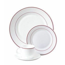 Assiette plate verre trempé blanc/filet bordeaux ø 19,5 cm - par 24