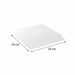 Couvercle PET pour assiette carrée réutilisable 24 cm - par 48