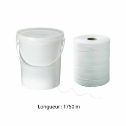 Ficelle de boucher blanche en lin calibre 3,5/2 avec seau plastique à dévidage central - par 1 kg