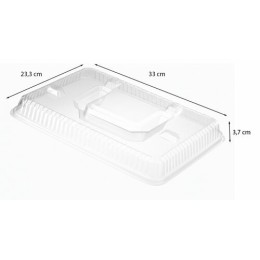 Couvercle plastique pour plateau repas 5 compartiments 32 x 22,5 cm - par 25