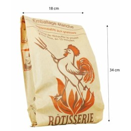 Sac poulet rôtisserie kraft brun 34 x 18 + 6,5 cm - par 500