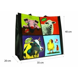 Sac réutilisable PP tissé "Animaux colorés" 40 x 35 + 20 cm - par 100