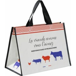 Sac réutilisable PP tissé "La viande comme vous l'aimez" 27 x 36 + 20 cm - par 125