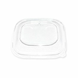Couvercle plastique transparent pour saladier carré biseauté pulpe de canne 750 ml - par 50