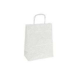 Sac papier kraft blanc à poignées torsadées 18 + 8 x 22 cm - par 50