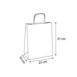 Sac papier kraft blanc à poignées torsadées 22 + 10 x 31 cm - par 50
