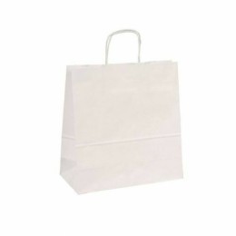 Sac papier kraft blanc à poignées torsadées 35 + 14 x 44 cm - par 50