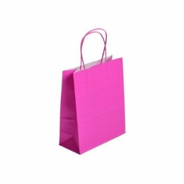Sac papier kraft rose à poignées torsadées 23 + 12 x 30 cm - par 50