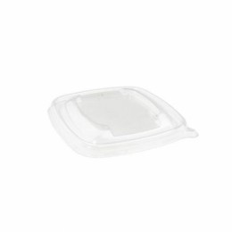 Couvercle plastique transparent pour saladier carré en pulpe de canne 500 ml - par 50