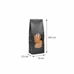 Sachet SOS kraft noir avec fenêtre 10 + 5,5 x 28,5 cm - par 100