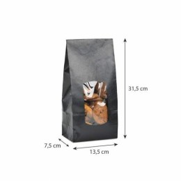 Sachet SOS kraft noir avec fenêtre 13,5 + 7,5 x 31,5 cm - par 100