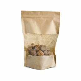 Sachet Doypack kraft brun avec zip et fenêtre 21 + 11 x 31 cm - par 100