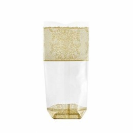 Sachet plastique fond carton "Dentelle or" 14 x 30,5 cm - par 100