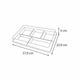 Couvercle plastique transparent pour plateau repas 5 compartiments 38,1 x 23,1 x 4,2 cm - par 30