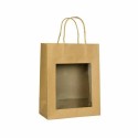 Grand sac kraft brun à poignées torsadées avec fenêtre 22 + 11 x 28 cm - par 12