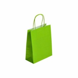 Sac cabas vert acidulé à poignées torsadées 18 x 8 x 22 cm - par 50