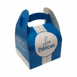 Boîte pâtissière à poignée 11 x 12 x 7 cm décor AURIOS - par 50