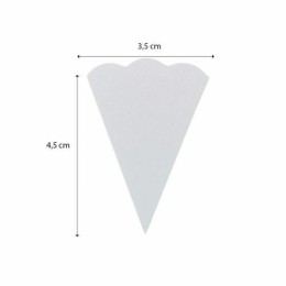 Étiquette prix blanche triangulaire festonnée 3,5 x 4,5 cm - par 2000