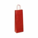 Sac bouteille kraft rouge vergé 14 + 8 x 39 cm - par 50