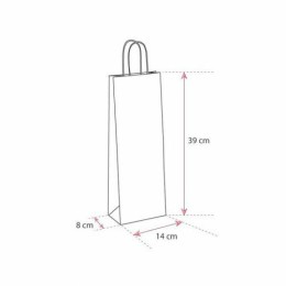 Sac bouteille kraft rouge vergé 14 + 8 x 39 cm - par 50