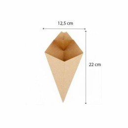 Cornet à frites kraft avec languette pour sauce 100 ml - par 200