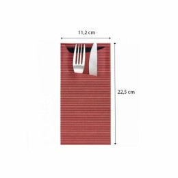 Étui à couverts kraft bordeaux avec serviette noire 22,5 x 11,5 cm - par 100