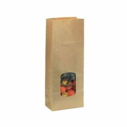 Sachet SOS kraft brun vergé avec fenêtre 8,5 + 5 x 21,5 cm - par 100