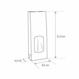 Sachet SOS kraft brun vergé avec fenêtre 8,5 + 5 x 21,5 cm - par 100