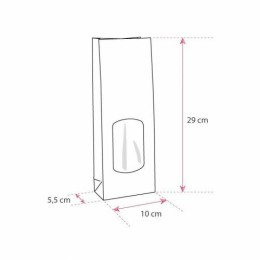 Sachet SOS kraft brun vergé avec fenêtre 10 + 5,5 x 29 cm - par 100