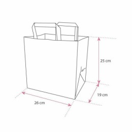 Sac papier kraft brun à poignées plates 26 + 19 x 25 cm - par 250