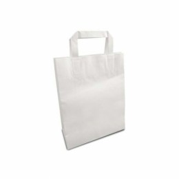 Sac papier kraft blanc à poignées plates 22 + 10 x 28 cm - par 50