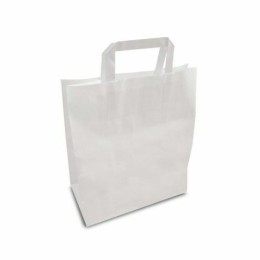 Sac papier kraft blanc à poignées plates 26 + 14 x 32 cm - par 50