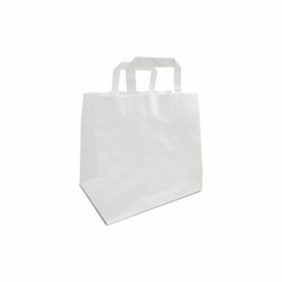 Sac papier kraft blanc à poignées plates 26 + 19 x 25 cm - par 250