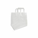 Sac papier kraft blanc à poignées plates 26 + 19 x 25 cm - par 250