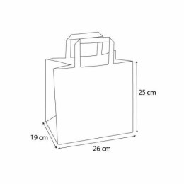 Sac papier kraft blanc à poignées plates 26 + 19 x 25 cm - par 250