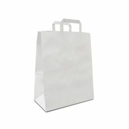 Sac papier kraft blanc à poignées plates 32 + 15 x 40 cm - par 50