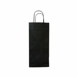 Sac 2 bouteilles noir kraft vergé 18 x 8 x 39 cm - par 50