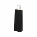 Sac bouteille kraft noir vergé 14 + 8 x 39 cm - par 50