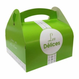 Boîte pâtissière à poignée 16 x 18 x 7 cm décor AURIOS - par 50