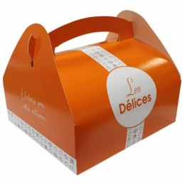 Boîte pâtissière à poignée 20 x 18 x 7 cm décor AURIOS - par 50