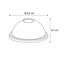 Couvercle dôme sans trou plastique transparent pour shakers smoothie - par 50