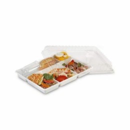 Plateau repas plastique 5 compartiments blanc 38,1 x 23,1 x 4,2 cm - par 60